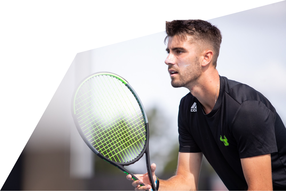 picture of a playing holding a tennis racket